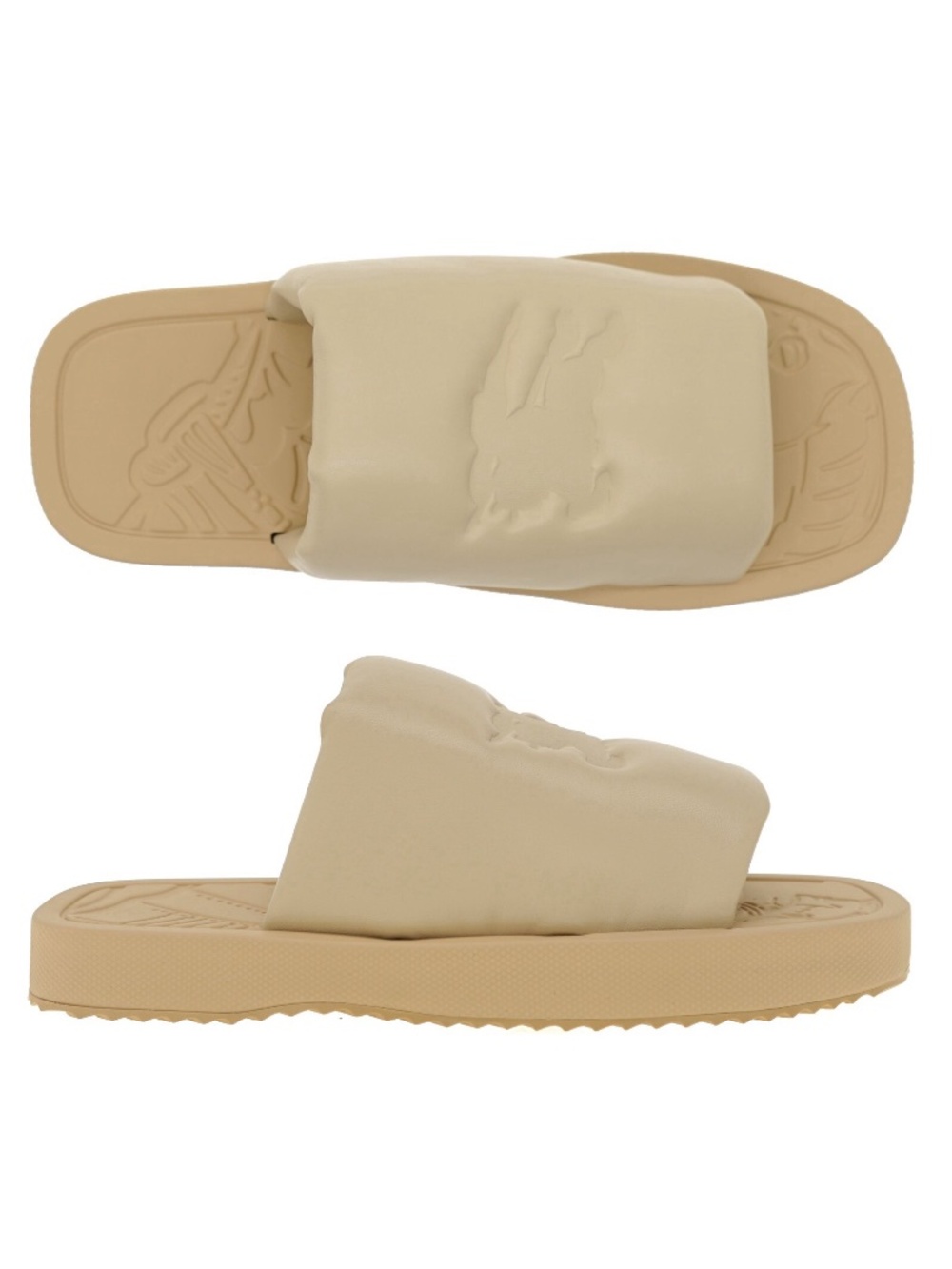 Burberry Woman Knight Slides Soft Beige Leather Size 40 New